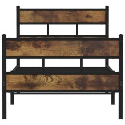 Berkfield Home Metal Bed Frame without Mattress Smoked Oak 107x203 cm in Brown - thumbnail 4