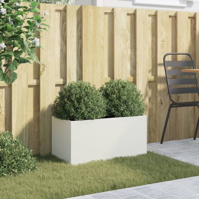 Berkfield Home Planter White 62x30x29 cm Steel - Size: 62 x 30 x 29 cm - image 1