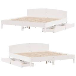 Berkfield Home Full Bed Frame without Mattress White 180x200 cm Super King Solid - thumbnail 9