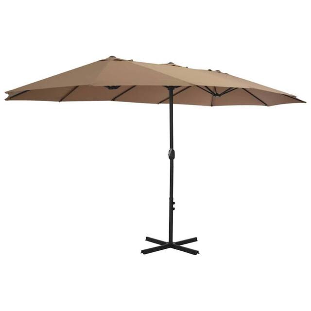 Berkfield Home Outdoor Parasol with Aluminium Pole 460x270 cm Taupe in Beige - image 1