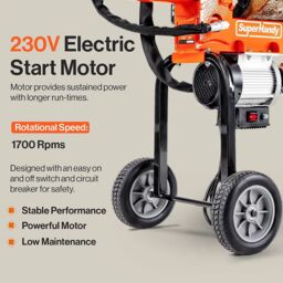 Superhandy Electric Log Splitter 16-Ton, 1500W Motor, Splits Logs up to 50cm in Orange - thumbnail 4