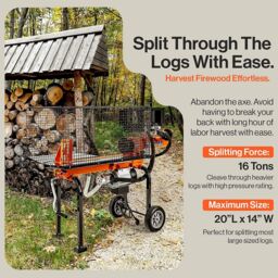 Superhandy Electric Log Splitter 16-Ton, 1500W Motor, Splits Logs up to 50cm in Orange - thumbnail 6