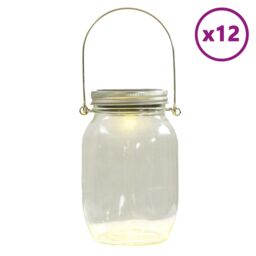 Berkfield Home Solar Glass Light for Outdoor 12 pcs Warm White in Silver - thumbnail 2