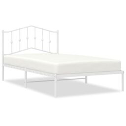 Berkfield Home Metal Bed Frame with Headboard White 107x203 cm - thumbnail 2