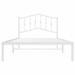 Berkfield Home Metal Bed Frame with Headboard White 107x203 cm - thumbnail 5