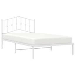 Berkfield Home Metal Bed Frame with Headboard White 107x203 cm - thumbnail 3