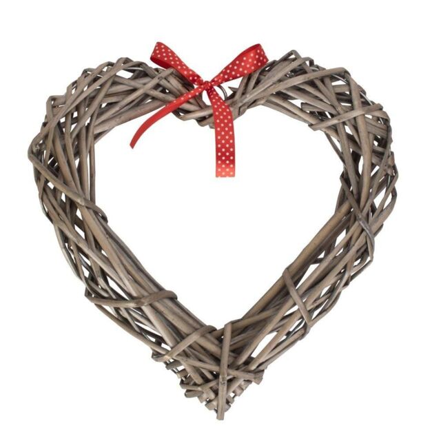Red Hamper Small Heart Wreath with Red Spotty Ribbon in Brown - image 1