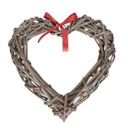 Red Hamper Small Heart Wreath with Red Spotty Ribbon in Brown - thumbnail 1