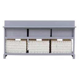 PAWNORA Bench Storage Cabinet Grey - 3 Drawers & 3 Basket - thumbnail 5