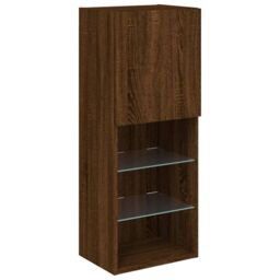 Berkfield Home TV Cabinet with LED Lights Brown Oak 40.5x30x102 cm - thumbnail 7