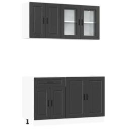 Berkfield Home 4 Piece Kitchen Cabinet Set Kalmar Black Engineered Wood - thumbnail 2