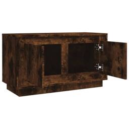 Berkfield Home TV Cabinet Smoked Oak 80x35x45 cm Engineered Wood in Brown - Size: 80 x 35 x 45 cm - thumbnail 7