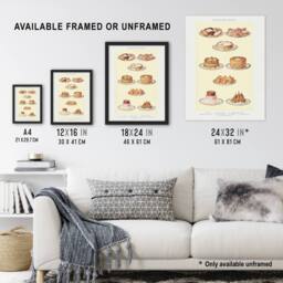 Artery8 Sweets & Gateaux Cakes Mrs Beeton Framed Wall Art Print in Yellow - Size: A4 - thumbnail 3