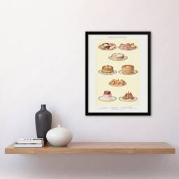 Artery8 Sweets & Gateaux Cakes Mrs Beeton Framed Wall Art Print in Yellow - Size: A4 - thumbnail 4
