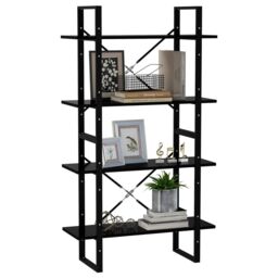 Berkfield Home 4-Tier Book Cabinet Black 80x30x140 cm Engineered Wood - Size: 80 x 30 x 140 cm - thumbnail 4