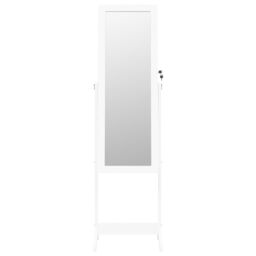 Berkfield Home Mirror Jewellery Cabinet with LED Lights Free Standing White - thumbnail 4