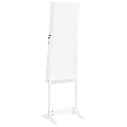 Berkfield Home Mirror Jewellery Cabinet with LED Lights Free Standing White - thumbnail 6