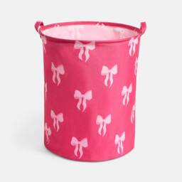OHS Kids Bows Print Laundry Basket Clothes Storage Toy Organiser in Pink - thumbnail 3