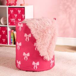 OHS Kids Bows Print Laundry Basket Clothes Storage Toy Organiser in Pink - thumbnail 1