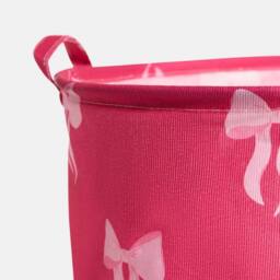 OHS Kids Bows Print Laundry Basket Clothes Storage Toy Organiser in Pink - thumbnail 4