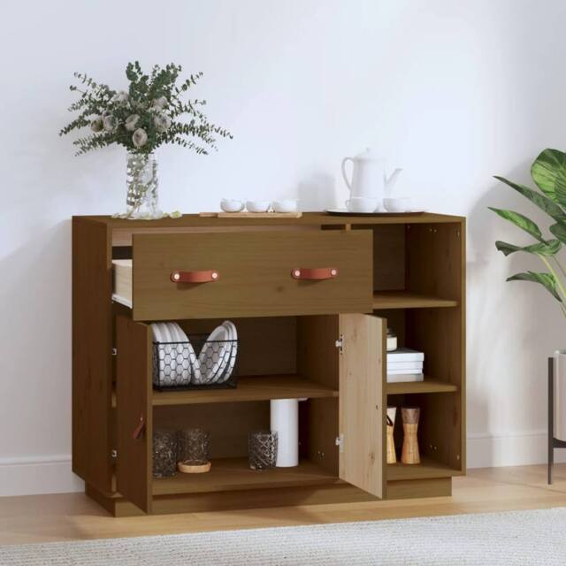 Berkfield Home Sideboard Honey Brown 98.5x40x75 cm Solid Wood Pine - image 1