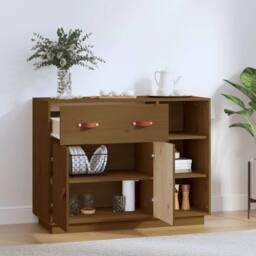 Berkfield Home Sideboard Honey Brown 98.5x40x75 cm Solid Wood Pine - thumbnail 1