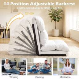 KORVIXA 14-Level Adjustable Floor Chair For Meditation in White - Size: 100 cm x 100 cm - thumbnail 4