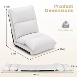 KORVIXA 14-Level Adjustable Floor Chair For Meditation in White - Size: 100 cm x 100 cm - thumbnail 2