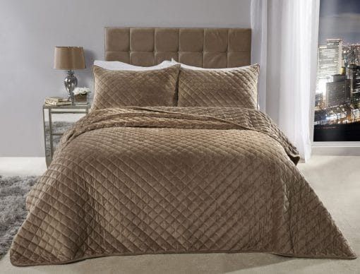 New Edge Blinds Banbury Bedspread in Brown - Size: Double - image 1