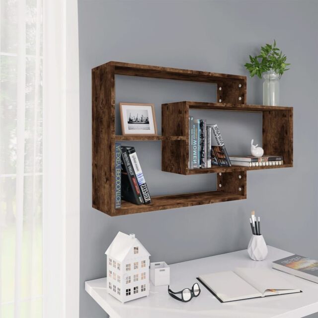 Berkfield Home Wall Shelf Smoked Oak 104x20x58.5 cm Engineered Wood in Brown - image 1
