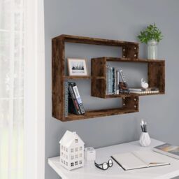 Berkfield Home Wall Shelf Smoked Oak 104x20x58.5 cm Engineered Wood in Brown - thumbnail 1