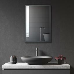 Kleankin Wall Mounted Bathroom Cabinet with Mirror & Storage Shelves in Black - thumbnail 1