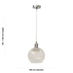 First Choice Lighting Set of 2 Barnum - Clear Dimple Glass Globe Chrome Retro Pendants - thumbnail 6
