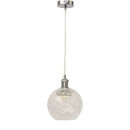 First Choice Lighting Set of 2 Barnum - Clear Dimple Glass Globe Chrome Retro Pendants - thumbnail 2