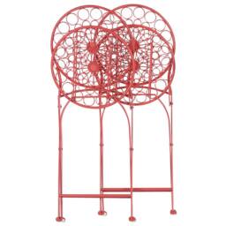 Wyld and Coco Provence Red Iron Bistro Chairs - Set of 2 Foldable Outdoor Seating - thumbnail 7