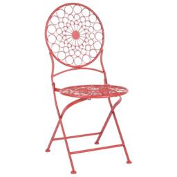 Wyld and Coco Provence Red Iron Bistro Chairs - Set of 2 Foldable Outdoor Seating - thumbnail 5