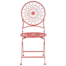 Wyld and Coco Provence Red Iron Bistro Chairs - Set of 2 Foldable Outdoor Seating - thumbnail 3