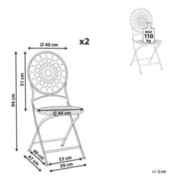 Wyld and Coco Provence Red Iron Bistro Chairs - Set of 2 Foldable Outdoor Seating - thumbnail 4