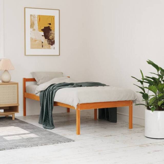Berkfield Home Senior Bed without Mattress Wax Brown 75x190 cm Small Single Solid Wood Pine - image 1