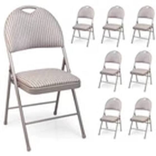 EONLION 8PCS Metal Folding Chair High Back Foldable Padded Seat in Beige - image 1