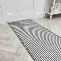 runrug Carpet Runner Rug - Indoor/Outdoor, Reversible, 2mm - 'Pinstripe' in Grey - Size: 70 cm x 360 cm