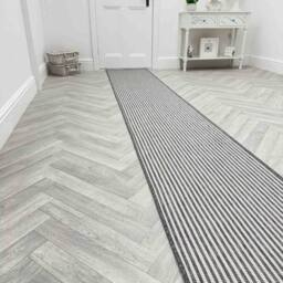 runrug Carpet Runner Rug - Indoor/Outdoor, Reversible, 2mm - 'Pinstripe' in Grey - Size: 70 cm x 360 cm - thumbnail 3