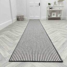 runrug Carpet Runner Rug - Indoor/Outdoor, Reversible, 2mm - 'Pinstripe' in Grey - Size: 70 cm x 360 cm - thumbnail 4