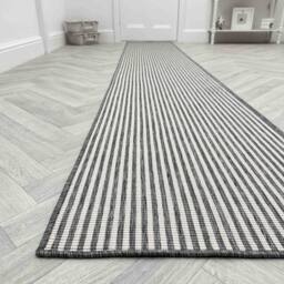 runrug Carpet Runner Rug - Indoor/Outdoor, Reversible, 2mm - 'Pinstripe' in Grey - Size: 70 cm x 360 cm - thumbnail 5
