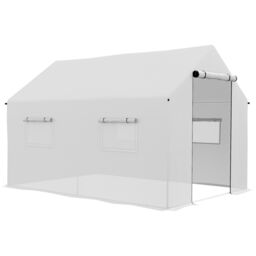 OUTSUNNY Tunnel Greenhouse W/ UV-resistant PE Cover, Wide Door, 2 x 3(m) in White - thumbnail 2
