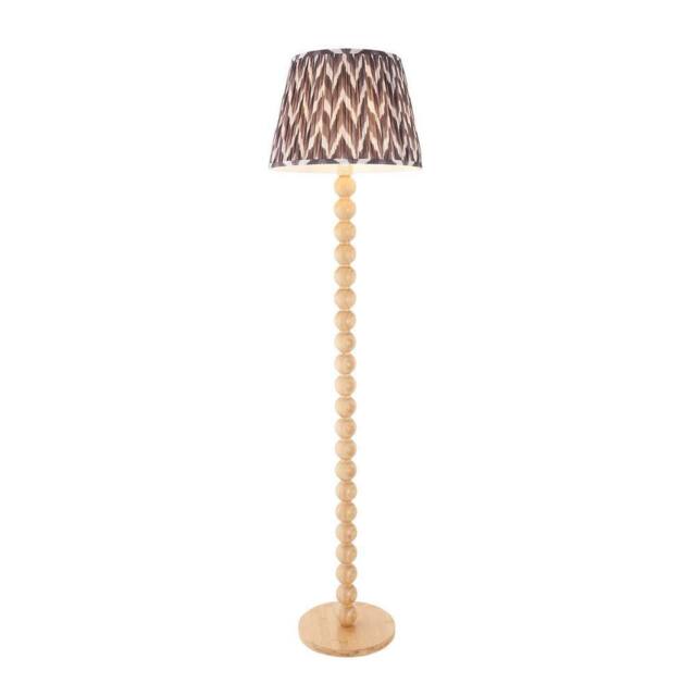 Netlighting Cane Bamboo Floor Lamp Grey Fabric Zigzag Shade 40cm E27 - image 1