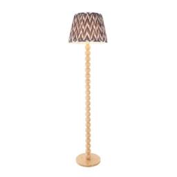 Netlighting Cane Bamboo Floor Lamp Grey Fabric Zigzag Shade 40cm E27 - thumbnail 1