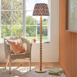 Netlighting Cane Bamboo Floor Lamp Grey Fabric Zigzag Shade 40cm E27 - thumbnail 2