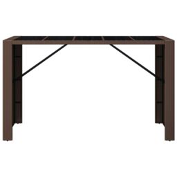 Berkfield Home Bar Table with Glass Top Brown 185x80x110 cm Poly Rattan - Size: 185 x 80 x 110 cm - thumbnail 3