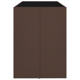 Berkfield Home Bar Table with Glass Top Brown 185x80x110 cm Poly Rattan - Size: 185 x 80 x 110 cm - thumbnail 4